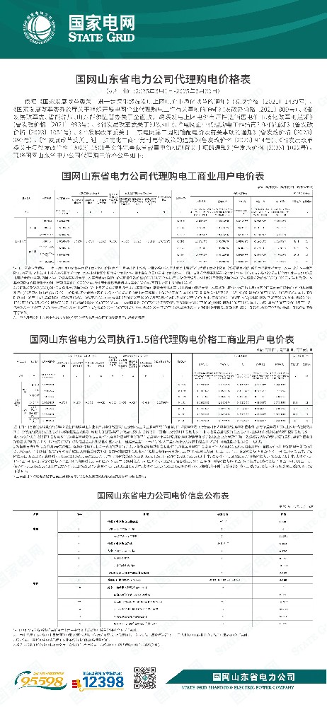 国网山东2025年07月份代理购电价
